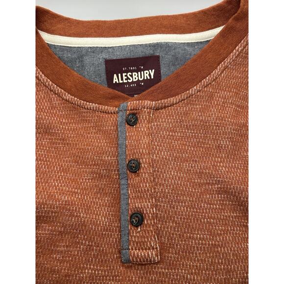 ALESBURY Henley Long Sleeve Shirt Men Size 3XLT Orange Rust Summer Fig Heather - Picture 1 of 10